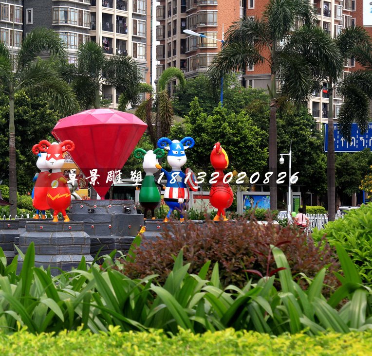 小區卡通雕塑，小區玻璃鋼人物雕塑