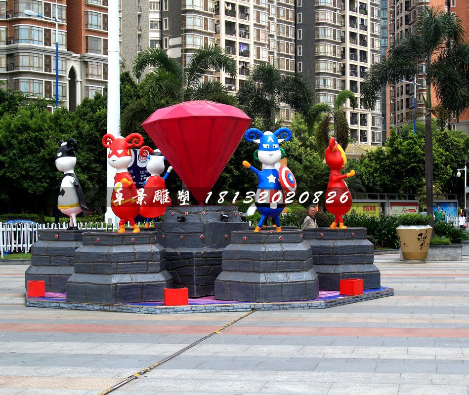 小區卡通雕塑，小區玻璃鋼人物雕塑 (2)