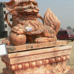 石頭看門獅子，石雕獅子