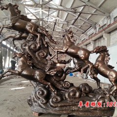 八馬銅雕，八馬奔跑銅雕