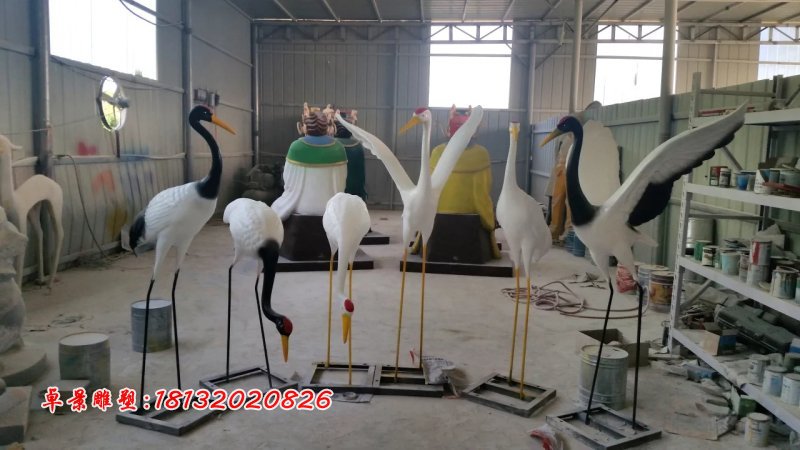 玻璃鋼仙鶴雕塑，玻璃鋼丹頂鶴 (3)
