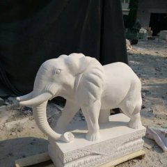 大象石雕，漢白玉大象雕塑