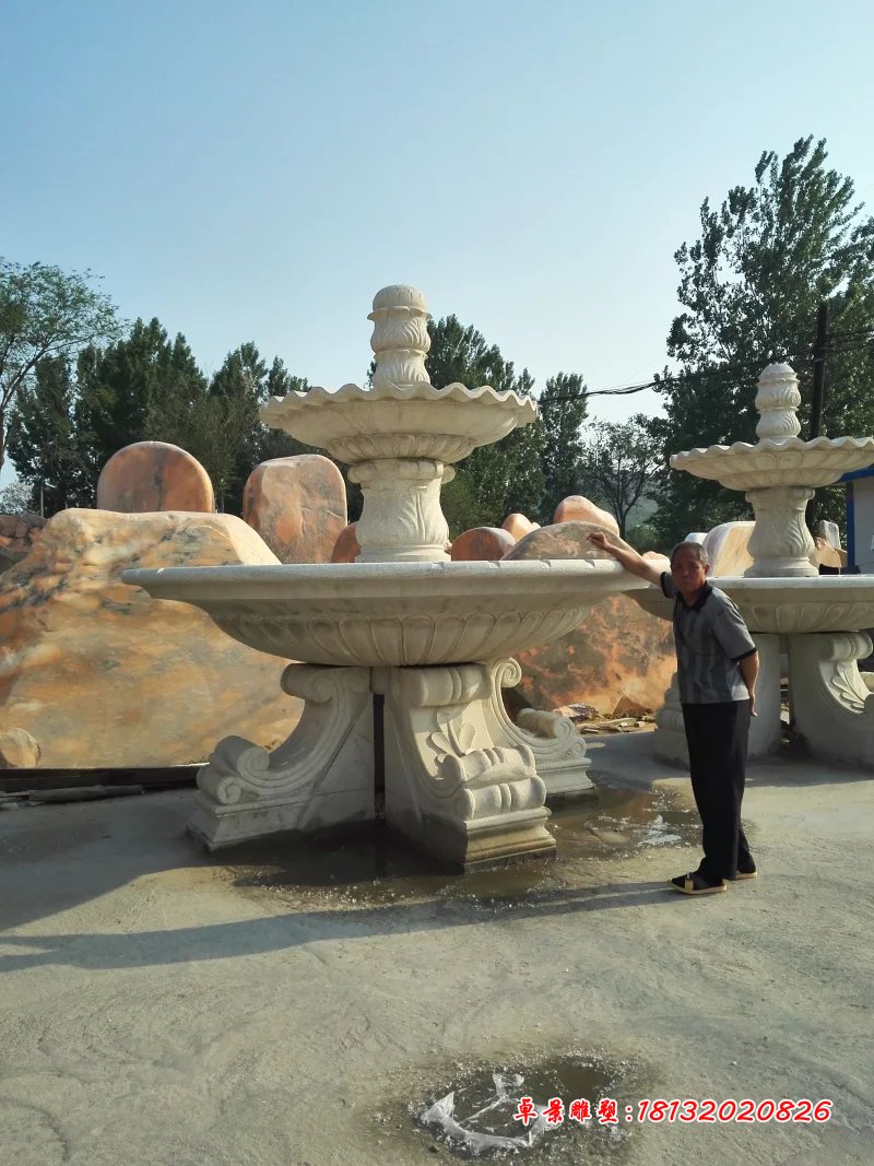 大理石噴泉，兩層石噴泉 (3)