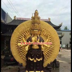 千手觀音銅雕，彩繪千手觀音銅雕