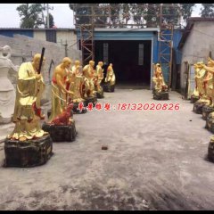 十八羅漢銅雕，鎏金銅彩繪十八羅漢雕塑