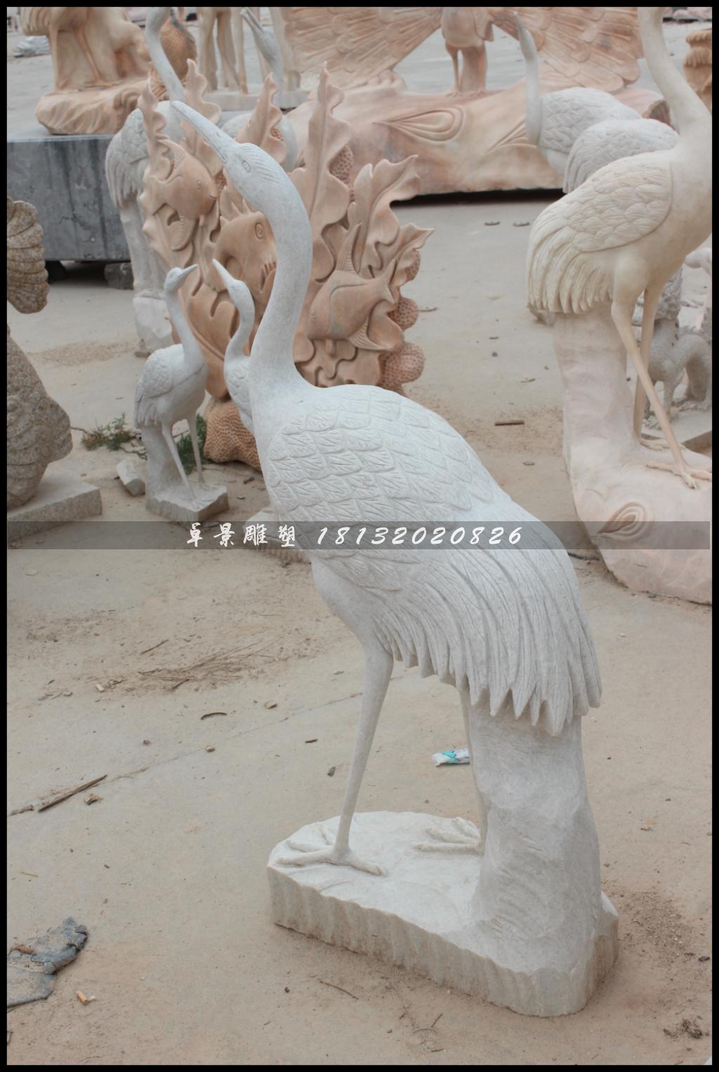 仙鶴石雕，漢白玉仙鶴雕塑 (1)