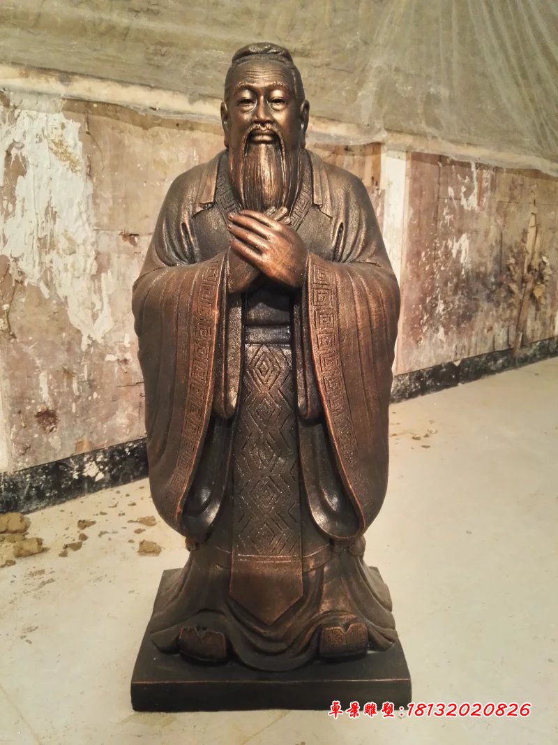 孔子銅雕，鑄銅孔子雕塑，校園名人銅雕 (1)
