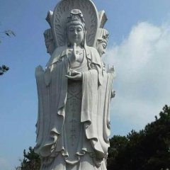 觀音菩薩石雕，三面觀音菩薩石雕