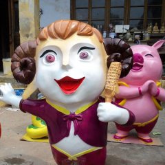 玻璃鋼十二生肖雕塑，玻璃鋼卡通十二生肖雕塑