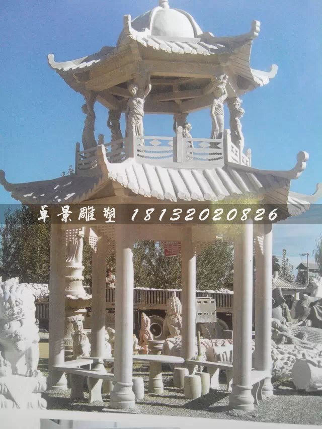 兩層亭子，六角石亭，石雕亭子