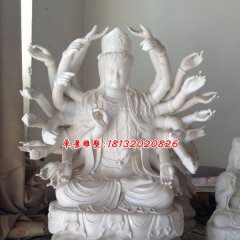 千手觀音石雕，漢白玉千手觀音雕塑