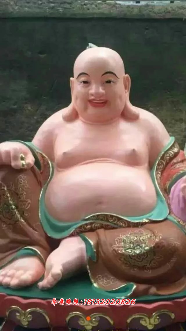 玻璃哈剛彩繪佛像，玻璃鋼彌勒佛(2)