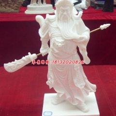 關公石雕，漢白玉精雕關二爺