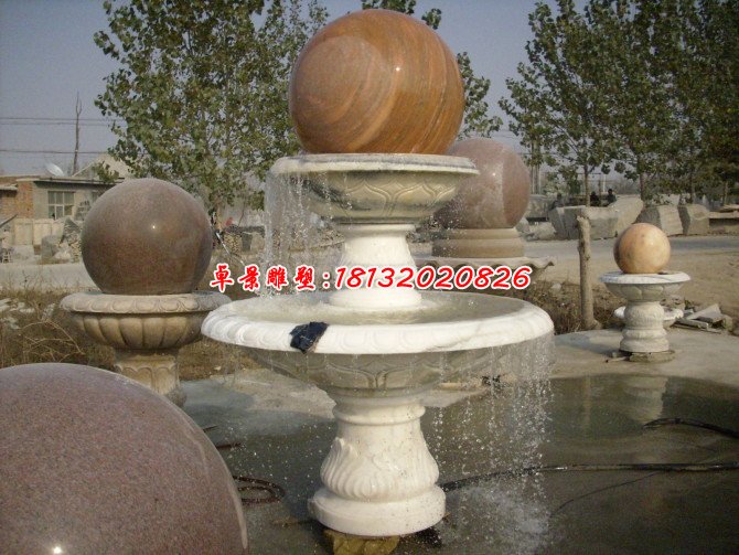 風水球石雕，漢白玉風水球