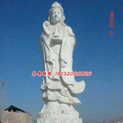 觀音菩薩石雕，漢白玉觀音菩薩雕塑，立式觀音菩薩雕塑