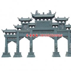 五門石牌坊，青石牌坊雕塑