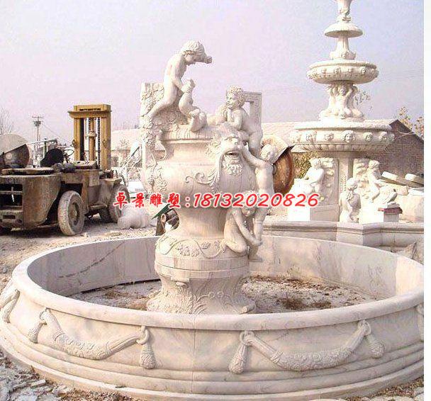 噴泉石雕，小天使噴泉雕塑