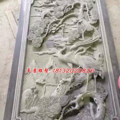 松鶴延年石浮雕，大理石浮雕