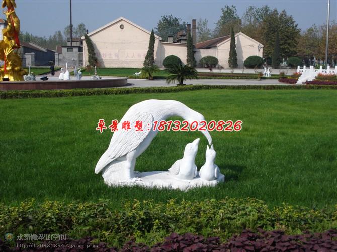 喂食石雕，公園動物石雕，景觀石雕