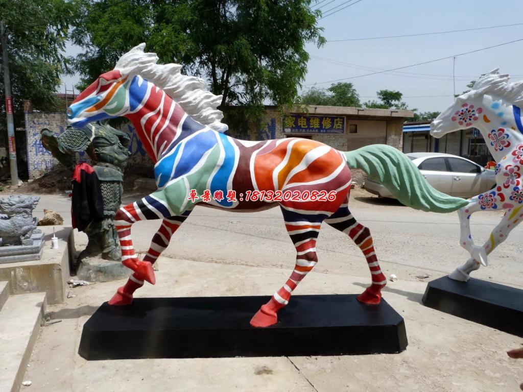 玻璃鋼馬雕塑，玻璃鋼彩繪馬雕塑 (2)