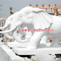 大象石雕，漢白玉大象