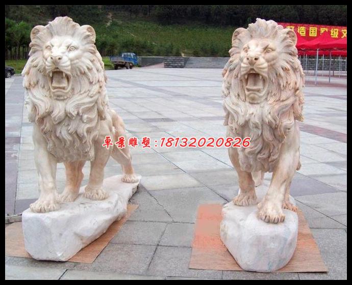 西洋獅石雕，晚霞紅匯豐獅石雕