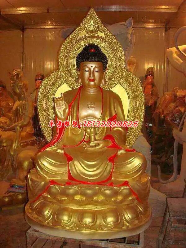 如來(lái)佛雕塑，玻璃鋼仿銅佛像