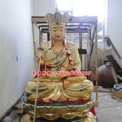 玻璃鋼地藏王雕塑，玻璃鋼貼金雕塑