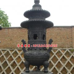 銅雕香爐，三足銅香爐雕塑