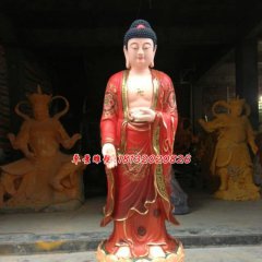 立式如來佛雕塑，玻璃鋼彩繪佛像