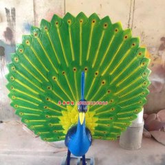 玻璃鋼孔雀雕塑，孔雀開屏雕塑