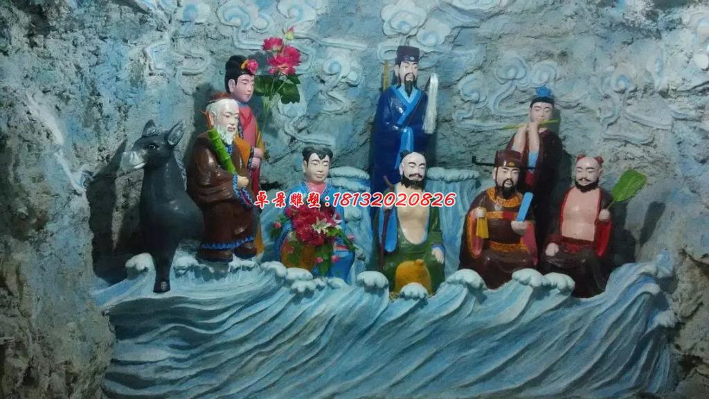 玻璃鋼八仙過(guò)海雕塑，玻璃鋼神仙雕塑