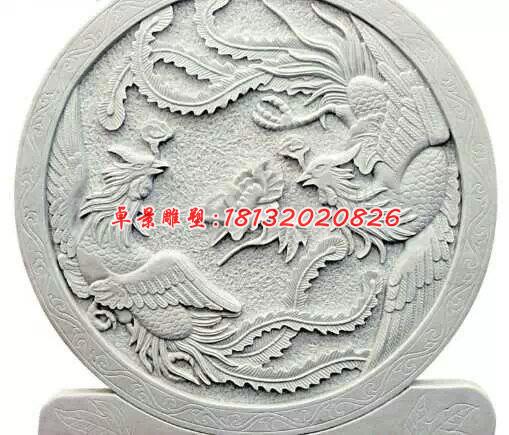 漢白玉神獸浮雕，鳳凰石浮雕