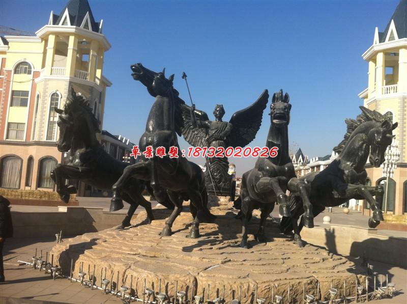 阿波羅戰車雕塑，小區景觀銅雕 (3)