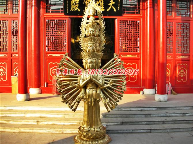 千手觀音銅雕，寺廟佛像雕塑 (1)