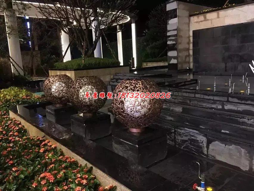 銅雕鏤空球，小區(qū)景觀銅雕 (2)