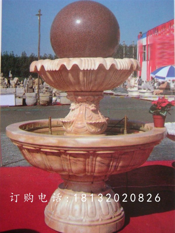 風水球，大晚霞紅風水球雕塑 (1)