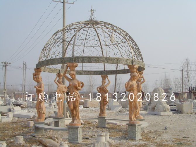歐式涼亭石雕，圓頂涼亭石雕 (2)