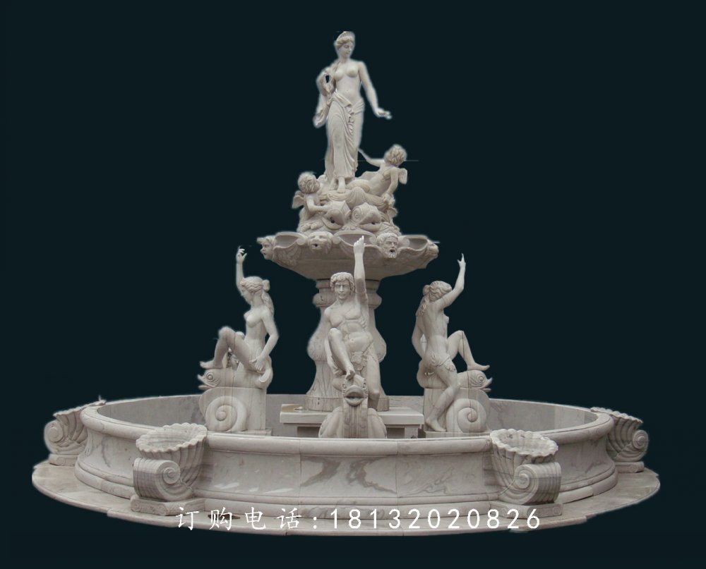西方石雕噴泉，廣場(chǎng)石雕