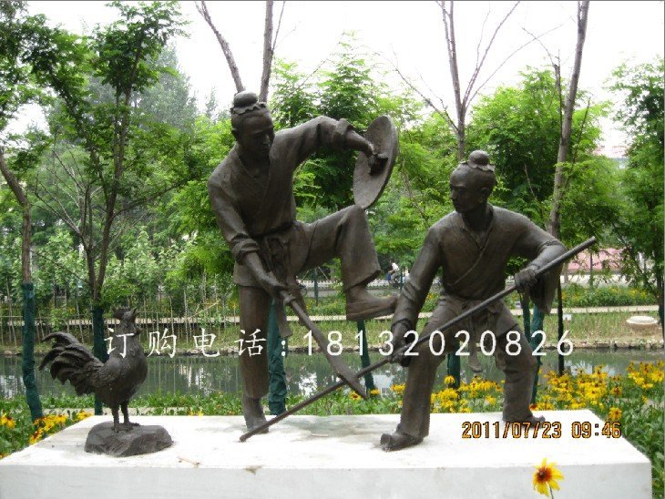 比武銅雕，古代人物銅雕