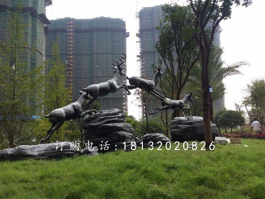 梅花鹿銅雕，跑著的梅花鹿銅雕 (1)