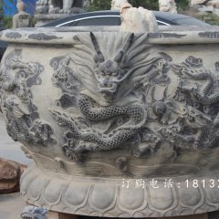 石頭花盆，石雕花盆雕塑