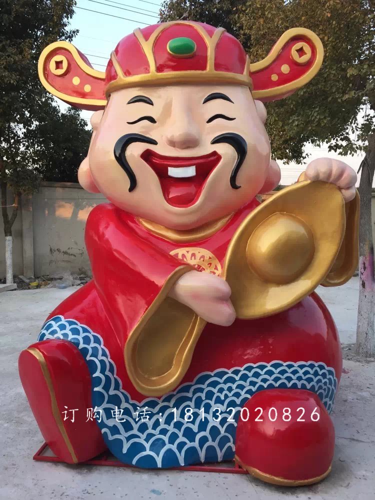 玻璃鋼卡通財神，卡通玻璃鋼雕塑