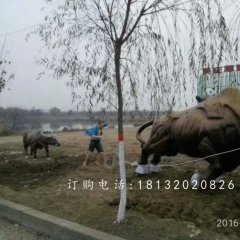 玻璃鋼拓荒牛雕塑，玻璃鋼動物雕塑