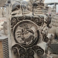 青石門(mén)墩，仿古門(mén)墩雕塑