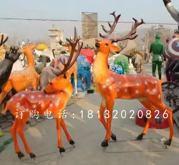 玻璃鋼梅花鹿，公園仿真動物雕塑