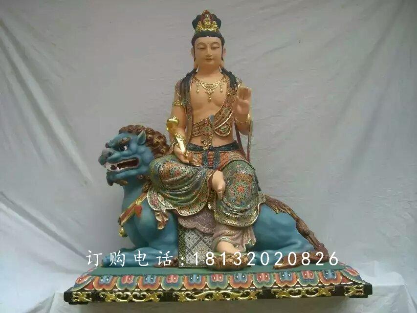 文殊菩薩雕塑，玻璃鋼彩繪佛像