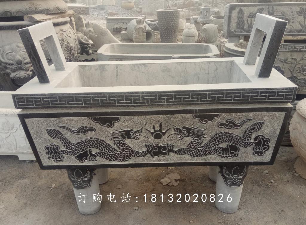 石雕香爐，青石香爐，寺廟方形香爐 (1)