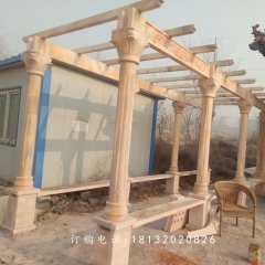 長廊石雕，晚霞紅長廊雕塑