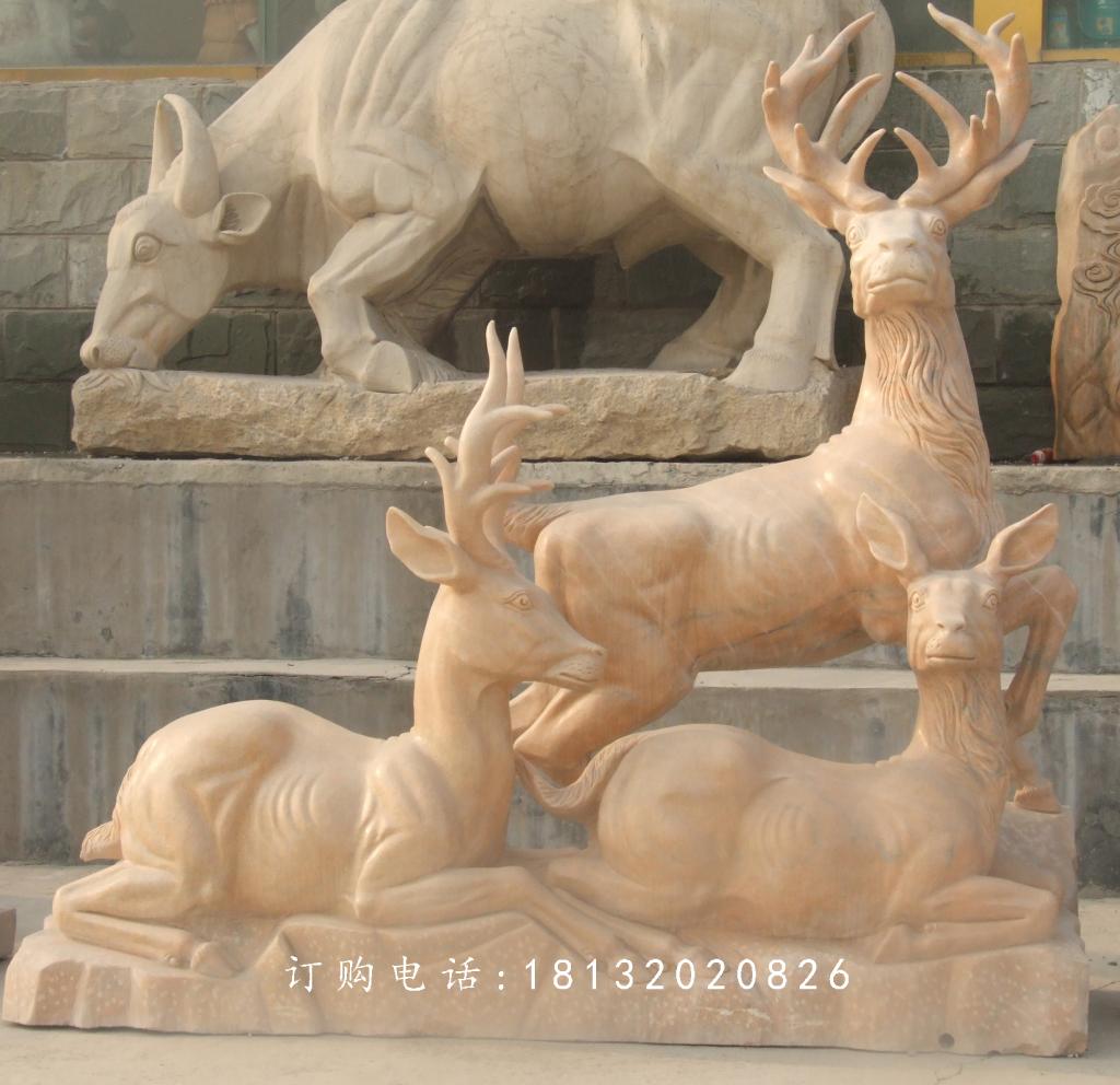 石雕羊，晚霞紅三羊開泰石雕1